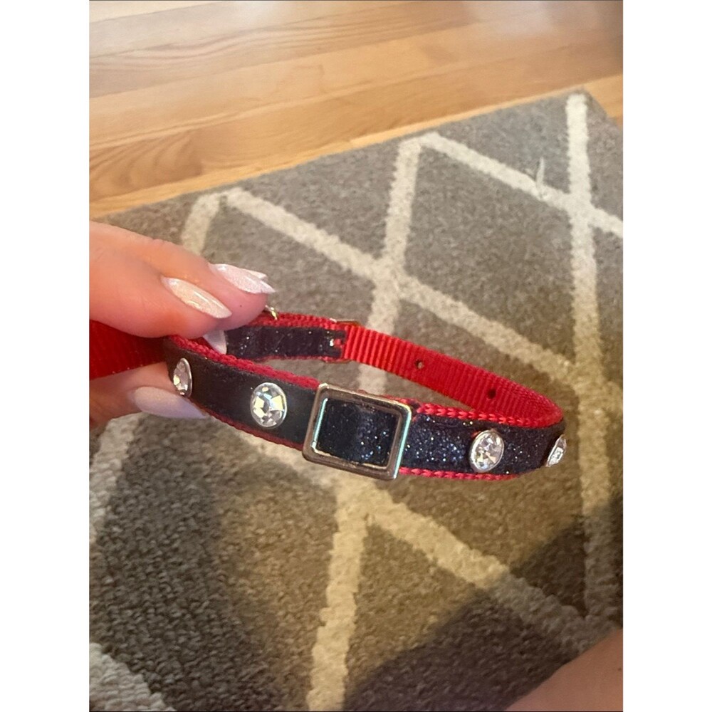 Top Paw Rhinestone Dog Collar Small Red Black Glitter Adjustable Pet Collar
